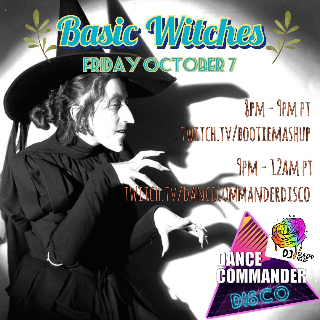 DanceCommDisco's tweet photo. Bring out your pointy hats and coffee mugs because tonight it's #basicwitches night! โ๏ธ๐๐งน Join us for the first hour with #Bootiemashup and then fly over to our own #DCD Twitch channel to dance along to DJ Glazed Roze to finish the night! ๐ฅ๐บ๐ผ
~details in bio~
#danceparty https://t.co/Z5iAaaJAZU