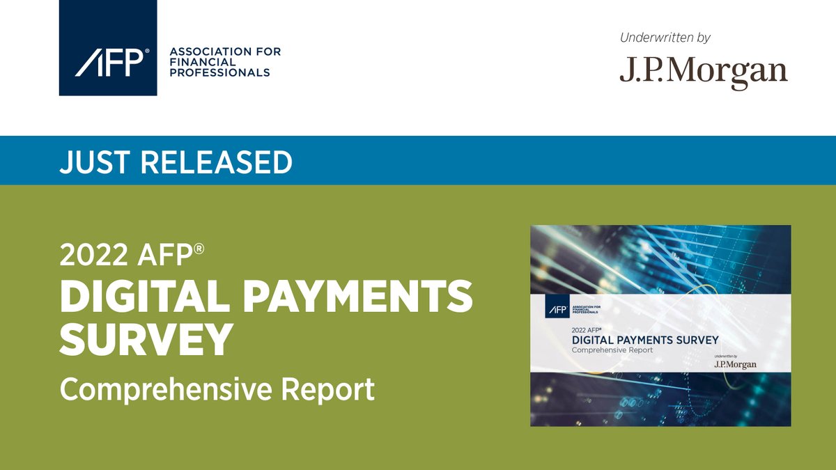 JGlenzerAFP's tweet photo. The newly released 2022 AFP Digital Payments Survey, underwritten by @jpmorgan dives deep into why faster/real-time payments are more beneficial to some payments categories than others with B2B payments benefiting the most. Learn more, https://t.co/pwQBMhXBCs https://t.co/6Phm474vj3