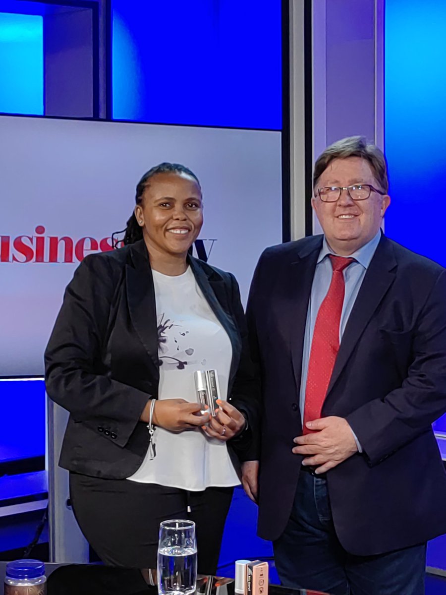 NeoMoloi's tweet photo. @ BusiMoloi, CEO at Sawubona Mycelium interview today about fermentation playing a key role in Africa to replace petrochemical and animal derived ingredients, with Business Day TV. Also presenting mycelium fermentation based skincare ingredients and bluberyl skincare. https://t.co/SFZs6Aacmg