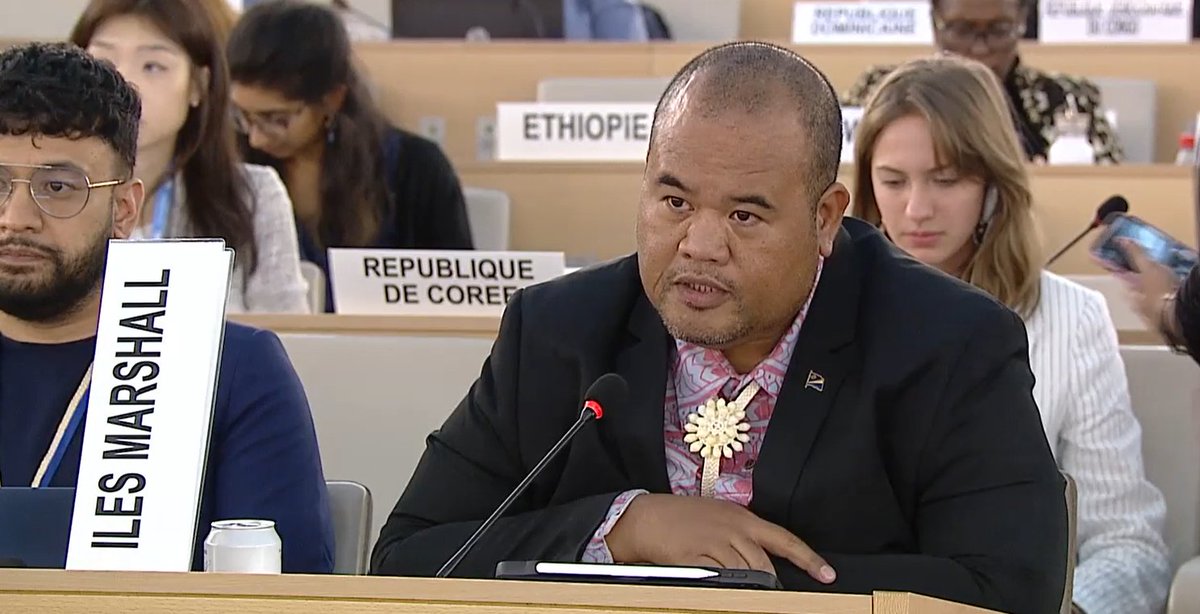 Today at #HRC51, res. L.24/Rev.1 on RMI's nuclear legacy was adopted by consensus. 64 years after the last nuclear test, RMI will receive UN assistance in upholding the rights of the Marshallese people that still bear the scars of this dark chapter of our past. #Nuclearlegacy