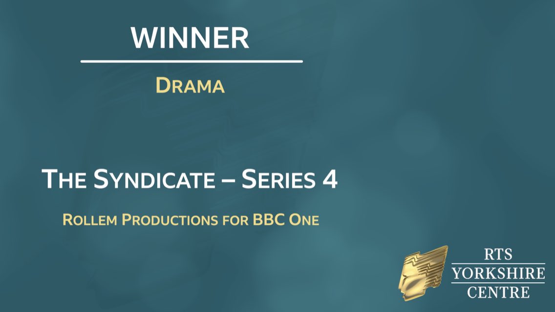RTSYorkshire1's tweet photo. Congratulations to The Syndicate (series 4) for winning our Drama award #RTSYorkshireAwards 2022 @RollemProdCo @BBCOneDrama #TheSyndicate https://t.co/TJCXGBRolZ