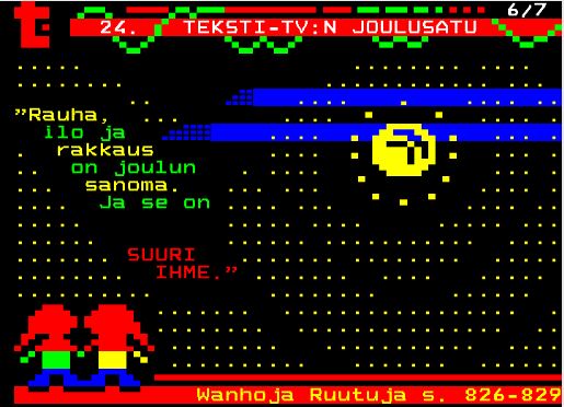 ttvmatti's tweet photo. Wanhoja ruutuja #tekstitv-arkistosta #pixelart #teletext #teletextart https://t.co/7ELdwNa7jI #tekstitv41: https://t.co/L1Ilba5bZJ https://t.co/lSGpXmpVUa