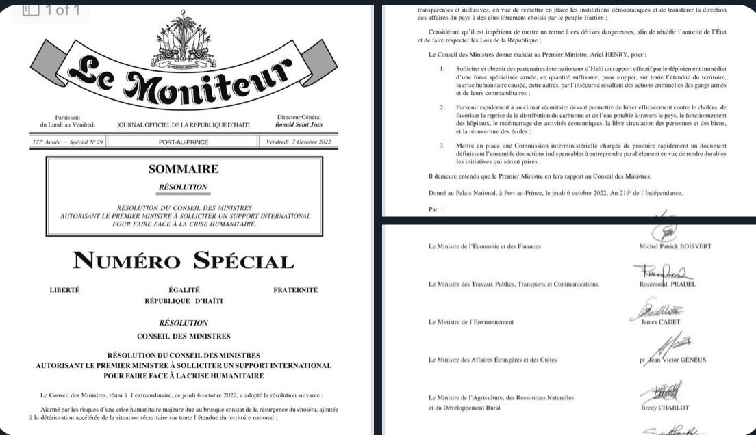 Último minuto. Gobierno Haiti pide intervención militar internacional. Ya era hora !