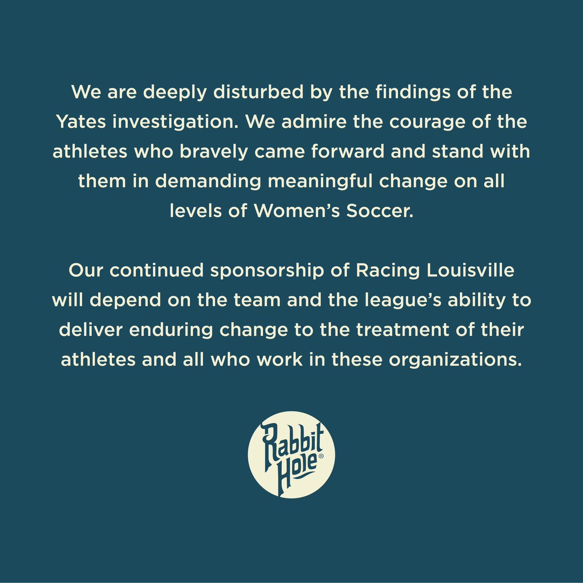 We stand with the players of the NWSL and are committed to change for all women athletes.