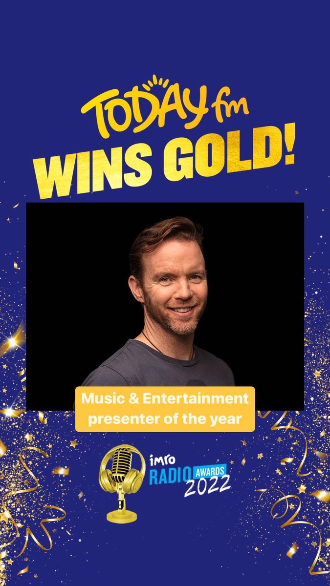 #IMRO22 <a href="/TodayFM/">Today FM 💛</a> wins gold 🏆

Congrats to The Dermot &amp; Dave Show for winning gold at the #IMRO for @DermotTodayFM winning Music &amp; Entertainment Presenter of the year🎉

<a href="/DaveTodayFM/">Dave Moore</a>