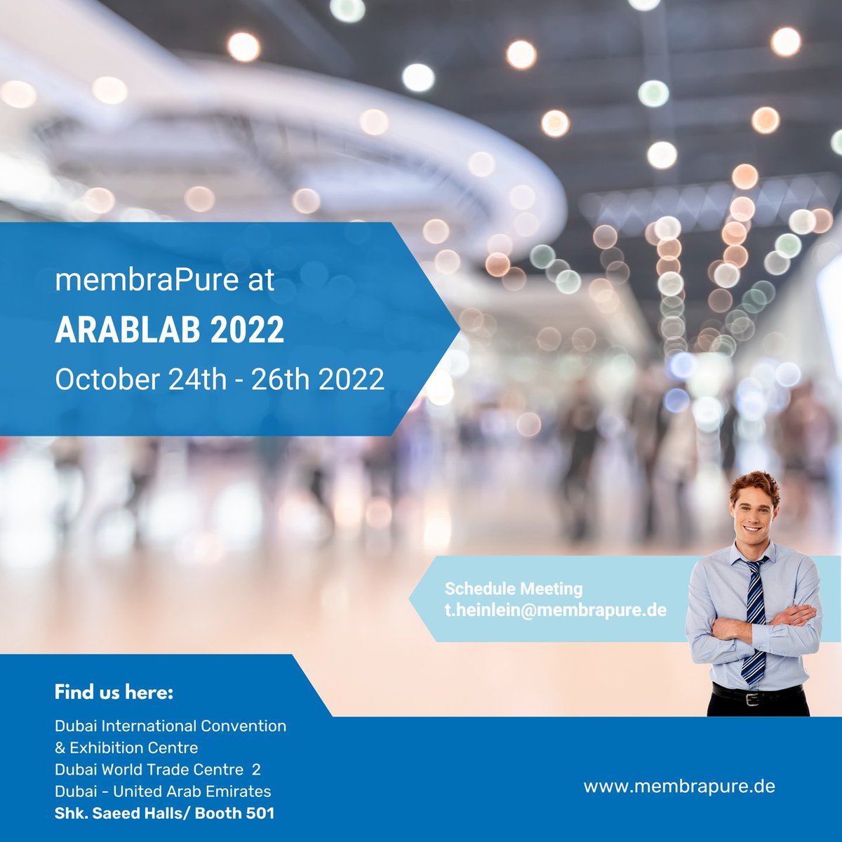 membra_pure's tweet photo. membraPure will participate again this year at @ArabLab in Dubai from October 24 - 26,2022!
We are looking forward to a great time at ArabLab!
#arablab #arablab2022 #dubai #uae #tradeshow #membrapure #tocanalyzer #waterpurification #aminoacidanalyzer #ionus #minitoc #emea https://t.co/0cr3lLn7Ah