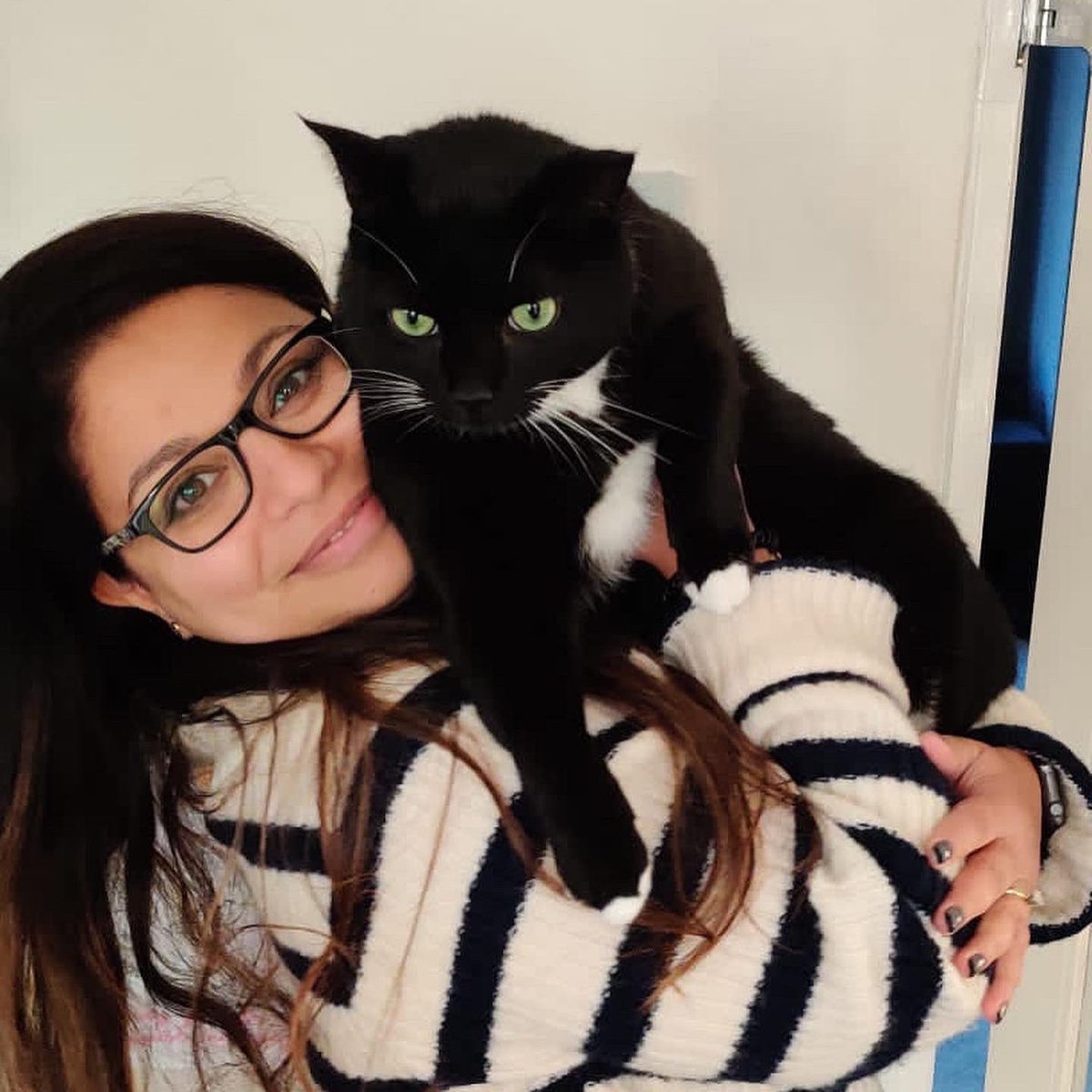 FunSizeSuze's tweet photo. 5 years since we adopted the best cats in the world! We love you, #FaradayCat and #BellatrixCat. Here’s my big pantheroo Faradoodledoo, getting a snuggle or few. We miss you every day, Trixabelle Pumpkin Nose, but you’re always in our hearts. #AdoptDontShop @PawsMcByrndu https://t.co/YMd0JExmMJ