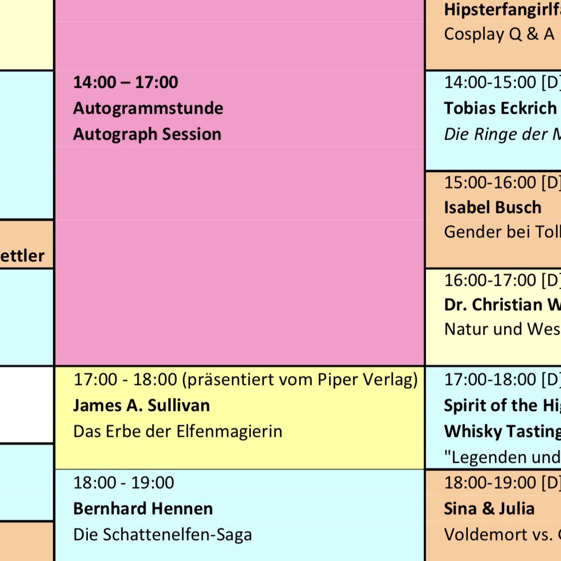 Morgen signiere ich nicht nur auf der <a href="/MagicConDE/">MagicConDE</a>, sondern springe auch kurzfristig bei der Lesung zum Jubiläum von <a href="/PiperFantasy/">Piper Fantasy</a> für Wolfgang Hohlbein ein, der leider absagen musste.

Falls ihr da seid, dann kommt doch (morgen, am 8.10.) um 17 Uhr in den Saal ›Beethoven‹.💚