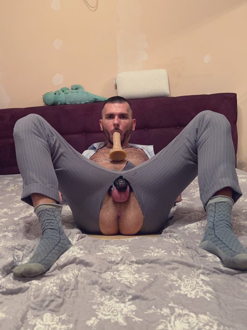 1 pic. Suck and ride the dildo #loctober2022 #locktober #lockeddick #chasitity #vintagesocks #malewhore