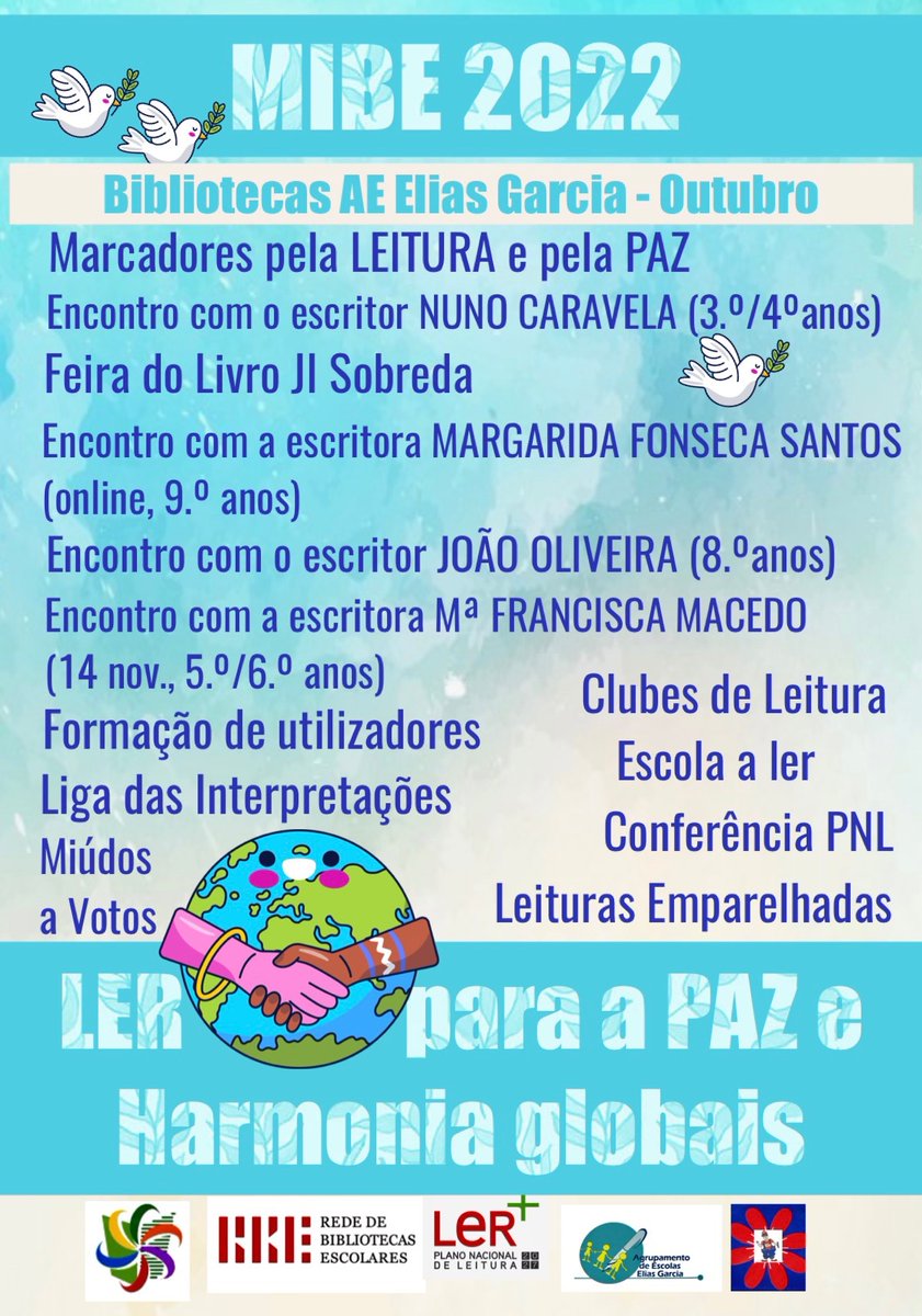 BibElias's tweet photo. Programa do Mês Internacional das bibliotecas escolares das bibliotecas do AE Elias Garcia, na Sobreda, Almada. https://t.co/IHDCh2yZOq