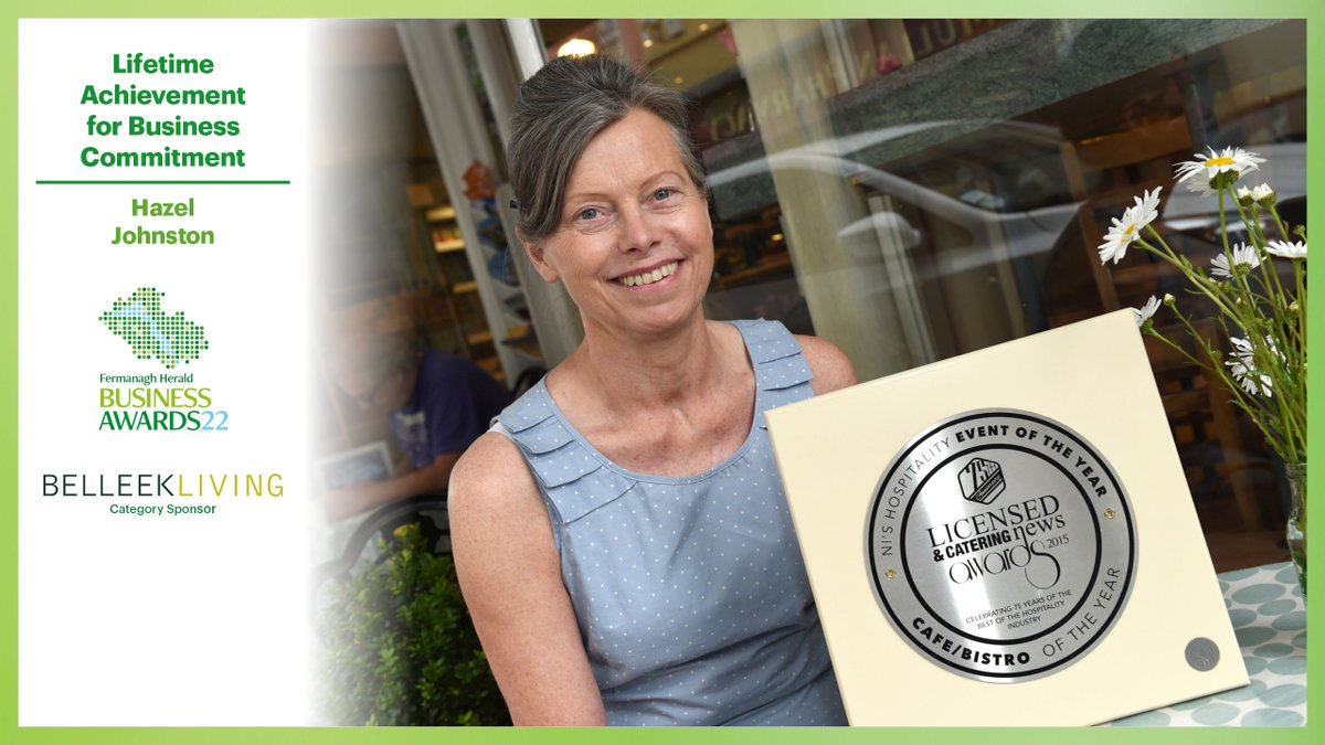 Ferm_Herald's tweet photo. Next up is the Lifetime Achievement for Business Commitment Award.
This award is sponsored by @HomeofBelleek and posthumously honours Hazel Johnston (The Jolly Sandwhich), who was a great ambassador for Fermanagh.
#FHBA22 @Severfieldplc https://t.co/0UZw2F9zOH