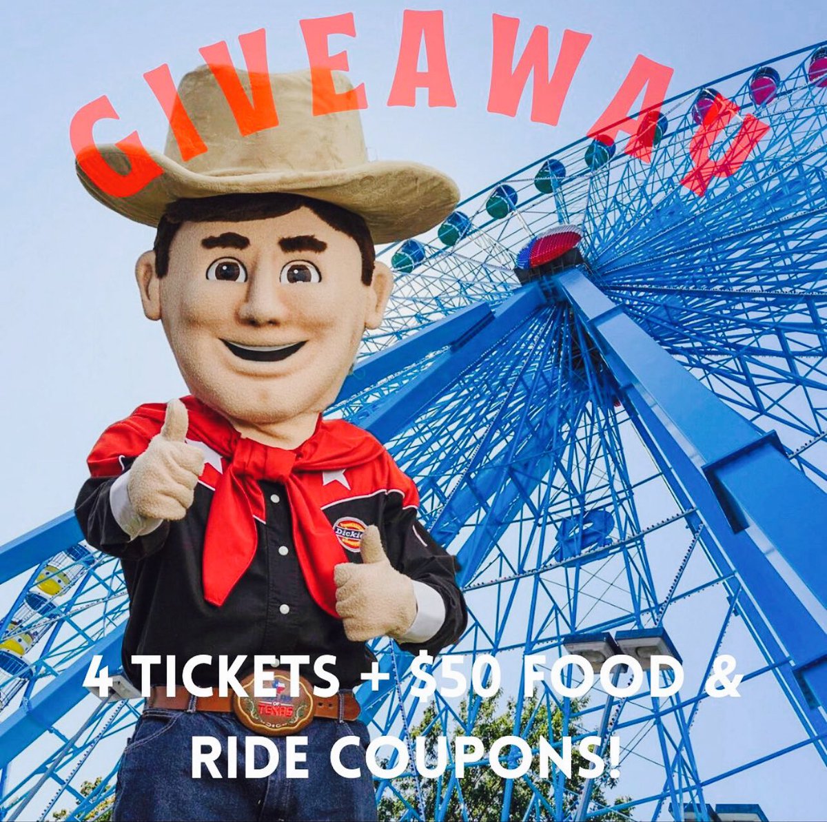 BenAbbottTX's tweet photo. GIVEAWAY: Enter to win 4 Tickets and $50 worth of food and ride coupons to the State Fair of Texas 🎡!
 
HOW TO ENTER:
🤠FOLLOW 🤠LIKE 🤠RETWEET 
🤠TAG 3 below
 
For additional entries, enter through our FB&amp;IG @BenAbbottTX

DRAWING: Fri Oct 14, 2022 at 12:00pm. live on Facebook https://t.co/d1rwgmCjif