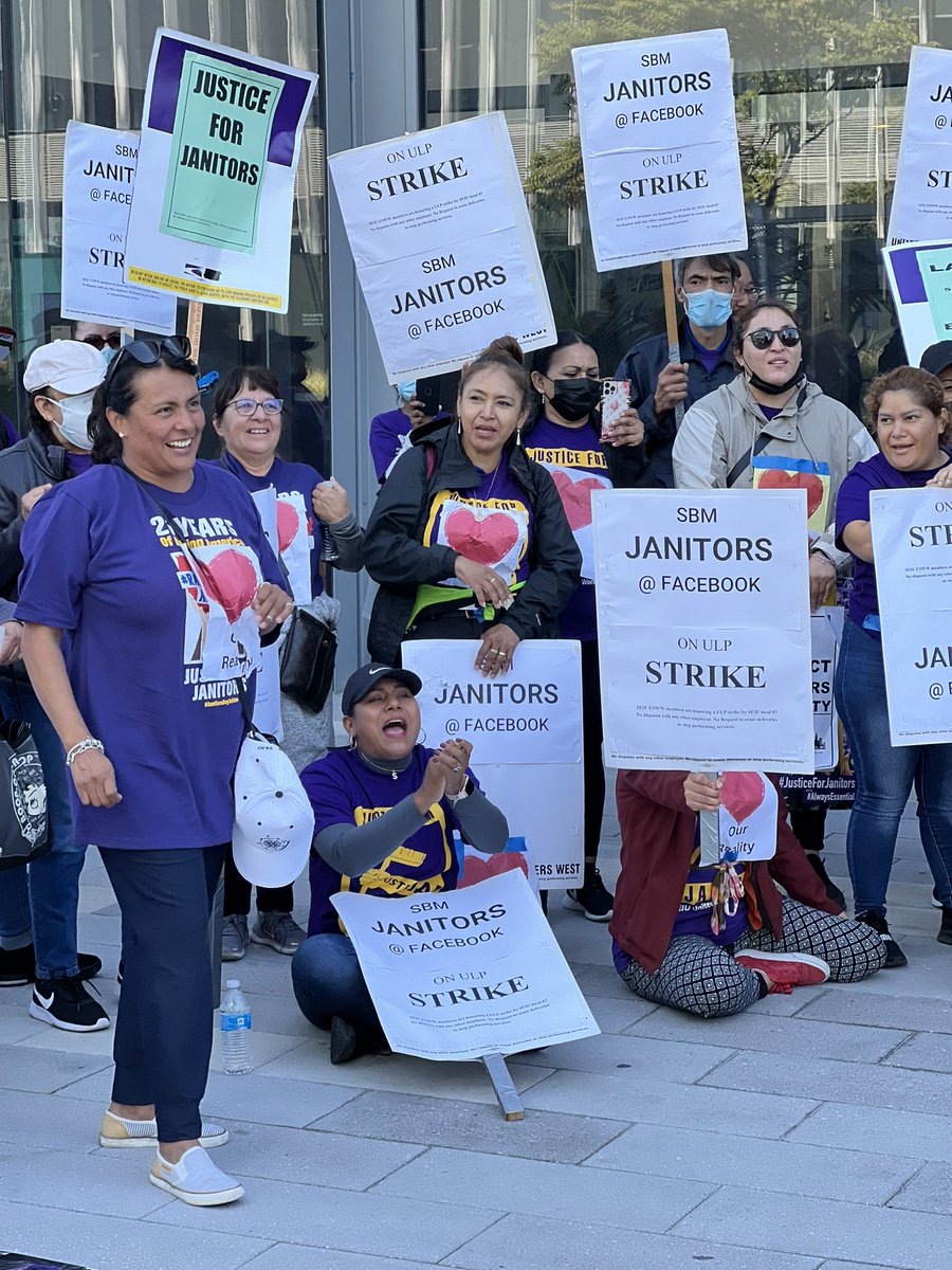 seiuusww's tweet photo. What a great action today @Meta against janitorial contractor SBM. Corporate greed is strong, but the power of the people is stronger. #JusticeForJanitors #EssentialNotExpendable https://t.co/aEyItEQAh4