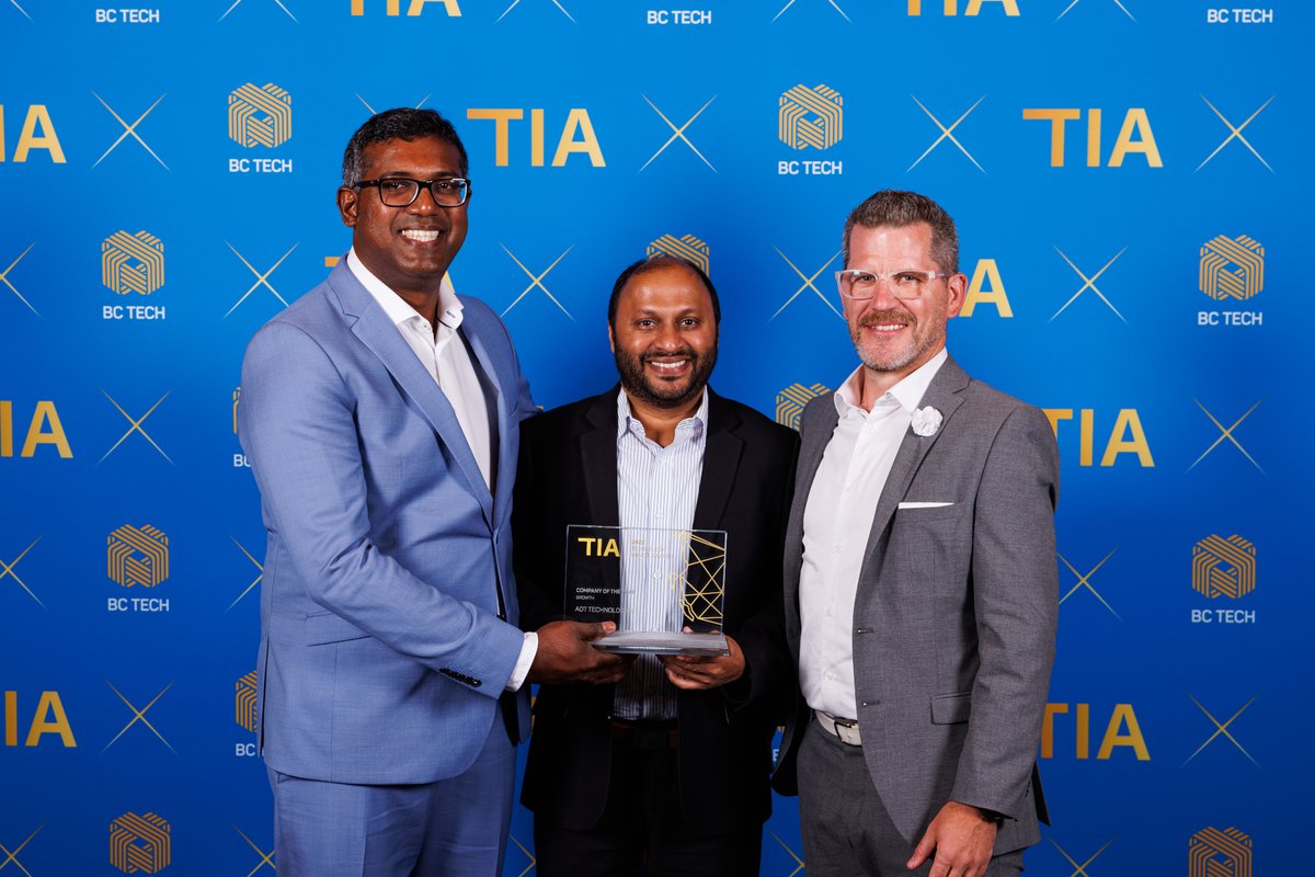 AOTTechnologies's tweet photo. Honoured to receive BC Tech's Company of the Year – Growth award! 

Thanks to our employees and clients for their great support, and thanks to @wearebctech and sponsor @Osler_Law! 

Congrats to all the nominees and winners!

#2022TIAs #BCTech #technology #innovation #growth https://t.co/Ro5EHVOfRR