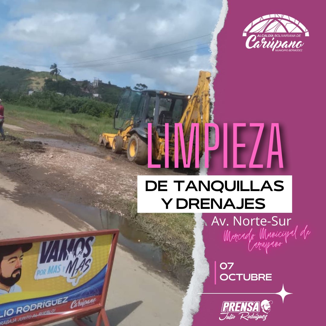 Prensa_JulioRod's tweet photo. #7Oct2022
Inició plan de limpieza de alcantarillas y los cabezales de la tubería de aguas servidas de 12 pulgadas en la avenida Norte-Sur ( La Viña), en las cercanías del mercado municipal de Carúpano,estas acciones se cuenta con el apoyo de la Misión Barrio Nuevo Barrio Tricolor https://t.co/IxcioF9Dk7