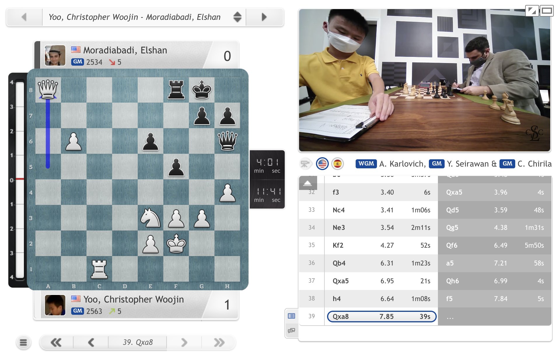 chess24.com on Twitter: "15-year-old Christopher Yoo now wins a 2nd game in  a row after the loss to Hans Niemann! https://t.co/80pG7NUHIF  #USChessChamps #c24live https://t.co/pLqe0nrbZI" / Twitter