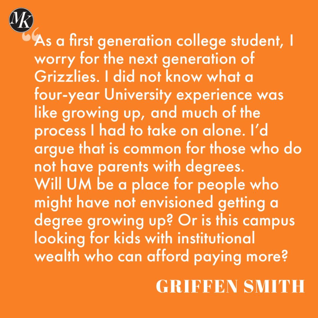 MontanaKaimin's tweet photo. UM officials prided themselves on a big freshman class last week. Instead, they should be concerned with our decreasing first generation and Pell grant student population.
Read more at https://t.co/YaGVoaeqtT
Article by Griffen Smith.
#Enrollment #UMT #MoneyOverStudents https://t.co/5M6BSynGwe