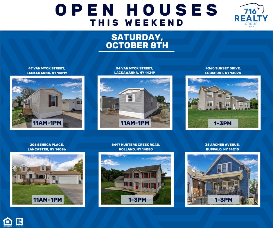 716RealtyGroup's tweet photo. Any type of home, any area in Western New York. Let's find your home THIS WEEKEND!🏠
.
.
.
#716RealtyGroupWNY #OpenHouse #BuywithUs #SellwithUs #TrustUs https://t.co/1tN3sNjvjB