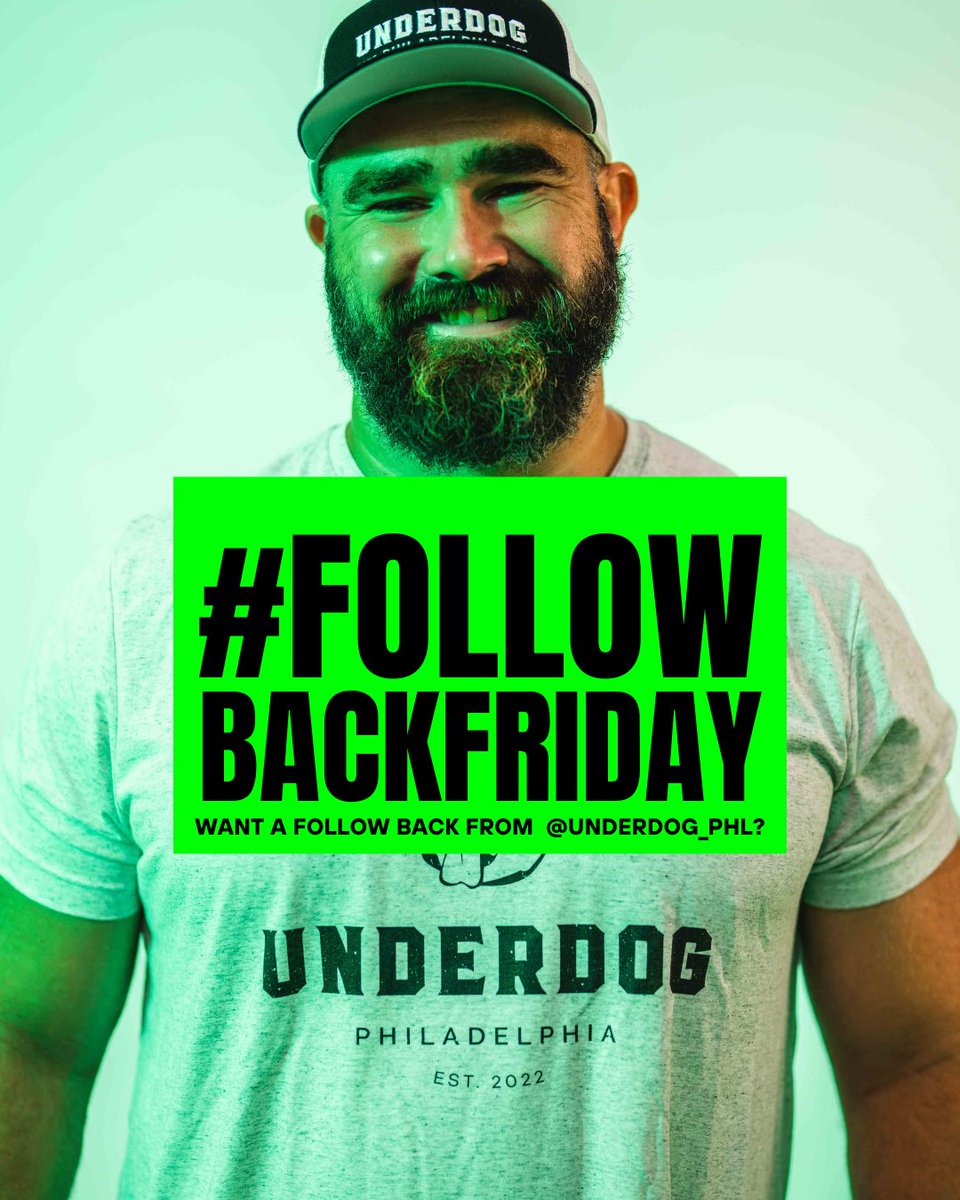 Alright Twitter here we gooo… First 50 retweets get a follow back! 👇🥳 #FollowBackFridays

MUST BE FOLLOWING <a href="/Underdog_PHL/">Underdog Apparel</a> 
<a href="/JasonKelce/">Jason Kelce</a> + comment your favorite game of the season thus far!