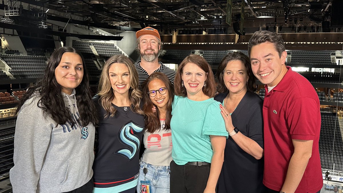 Taping an entire episode of <a href="/NewDayNW/">New Day Northwest</a> in the field is no easy task… but this team is seriously the best! Thanks to <a href="/climatepledge/">The Climate Pledge</a> Arena and the <a href="/SeattleKraken/">Seattle Kraken</a> for hosting us! Airs next Thursday the 13th on <a href="/KING5Seattle/">KING 5 News</a>! 🏒