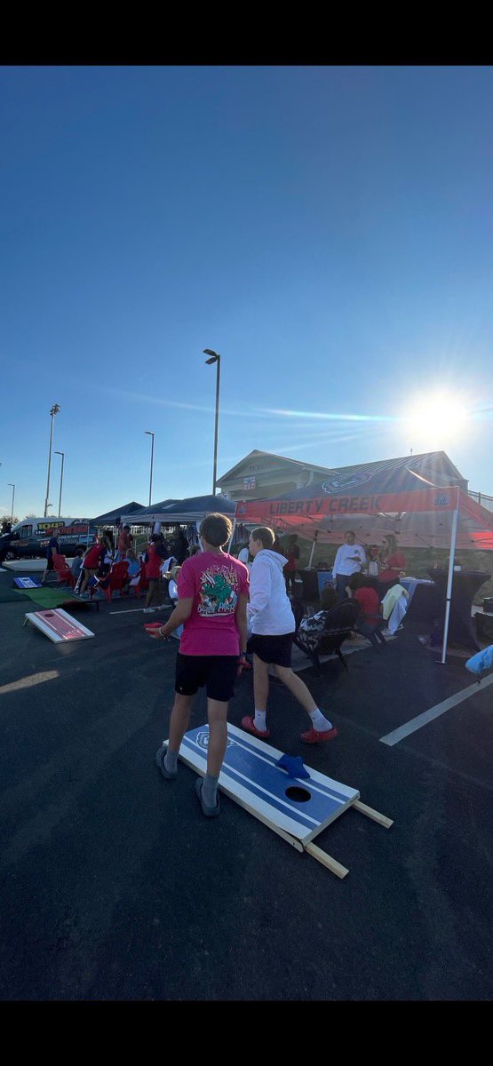 Really cool tailgate vibes out here at Liberty Creek for <a href="/LCWolvesFball/">Liberty Creek Wolves Football</a> 🤘

There’s still time to bid on some amazing auction items including a <a href="/3HL1045/">3HL</a> live show to benefit the Liberty Creek Quarterback Club!

For more info or to bid visit bit.ly/3rzMgiU