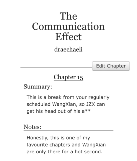 draechaeli's tweet photo. Ch. 15 of The Communication Effect is up! @MDZSwipbang
📣This is a break from your regularly scheduled WangXian, so JZX can get his head out of his a**
AO3 🔗ch.15: https://t.co/Tfm7wI9gCZ https://t.co/1tu5hKStOa