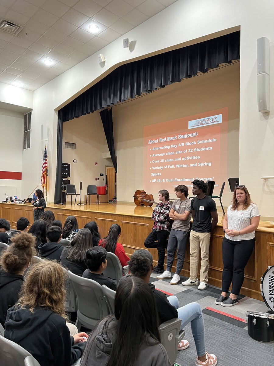 RBMSCounselors's tweet photo. Today we welcome Red Bank Regional High School to RBMS to speak with our 7th and 8th graders about what their different academies have to offer! #DreamBig https://t.co/69VYO3nB6C