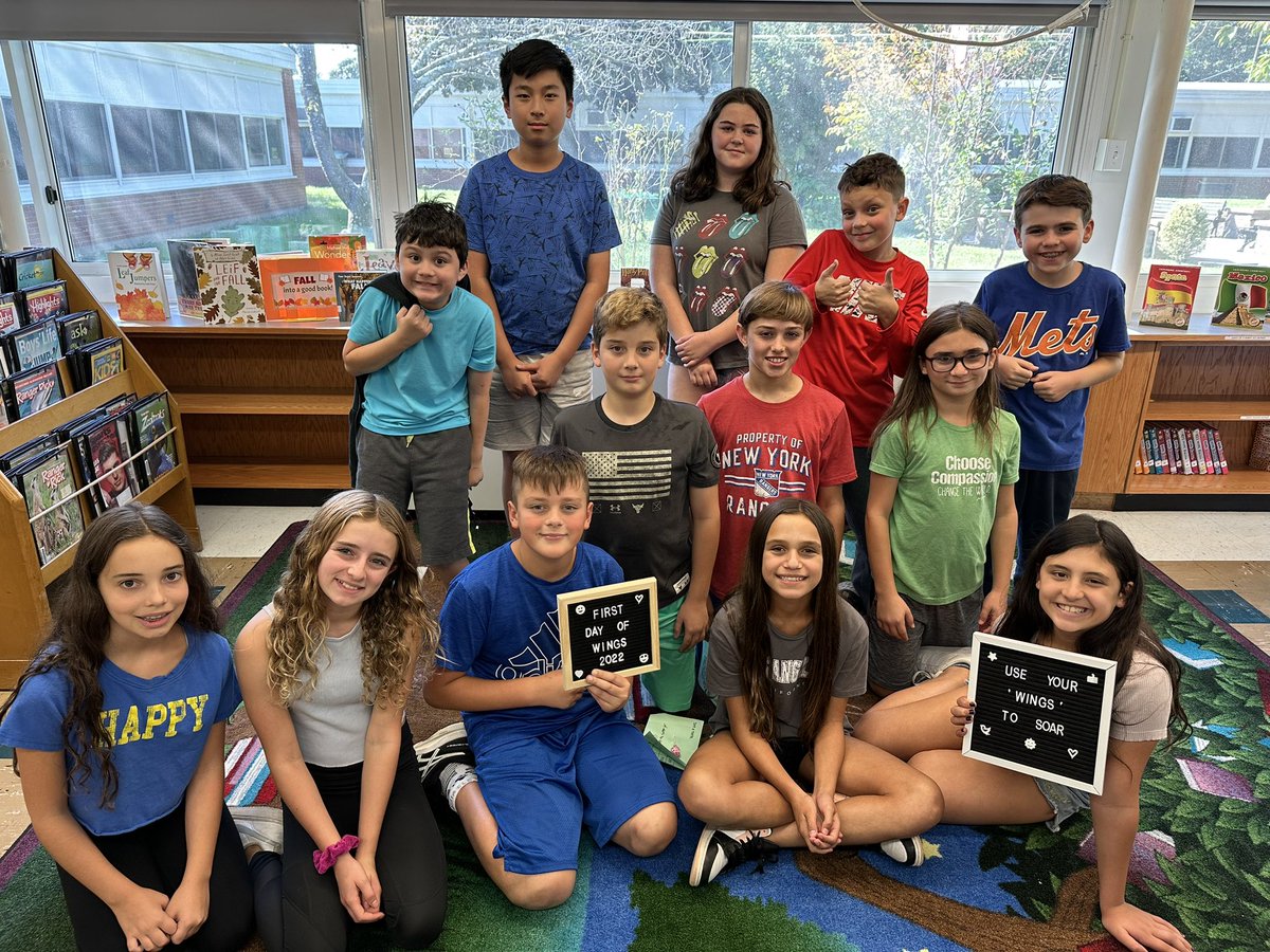 MsMaraKarfinkel's tweet photo. That Friday/First Day of WINGS feeling!! 🤩🤪 The new @OldMillPride 6th grade class is so excited to be back and ready to rock the year! #SoarwithWINGS https://t.co/TsCUeiGEUN
