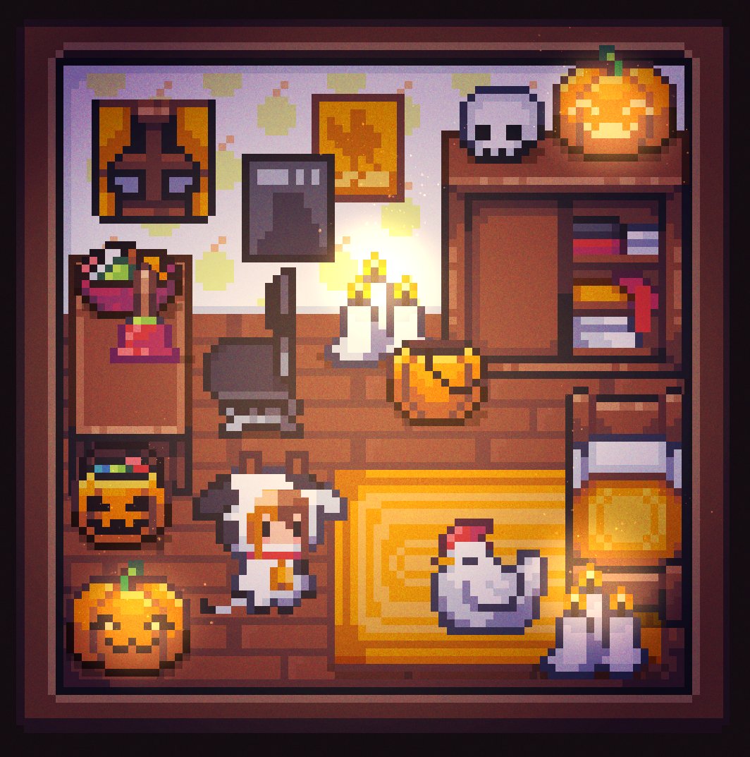 butterymilky's tweet photo. 👻Preparing for a Halloween party
#pixelart #ドット絵 #IndieGameDev https://t.co/IULP27JiEY