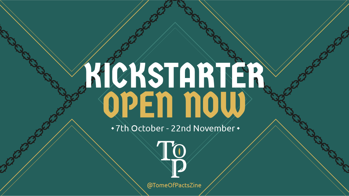 The doors are open. Will you step through them?

Our Kickstarter Campaign is ✨ LIVE ✨

Tome of Pacts is a project featuring +50 artists and writers. Behold the patrons and warlocks they created together!

RT this tweet to unlock some unique rewards 👁

kck.st/3T7UwSX