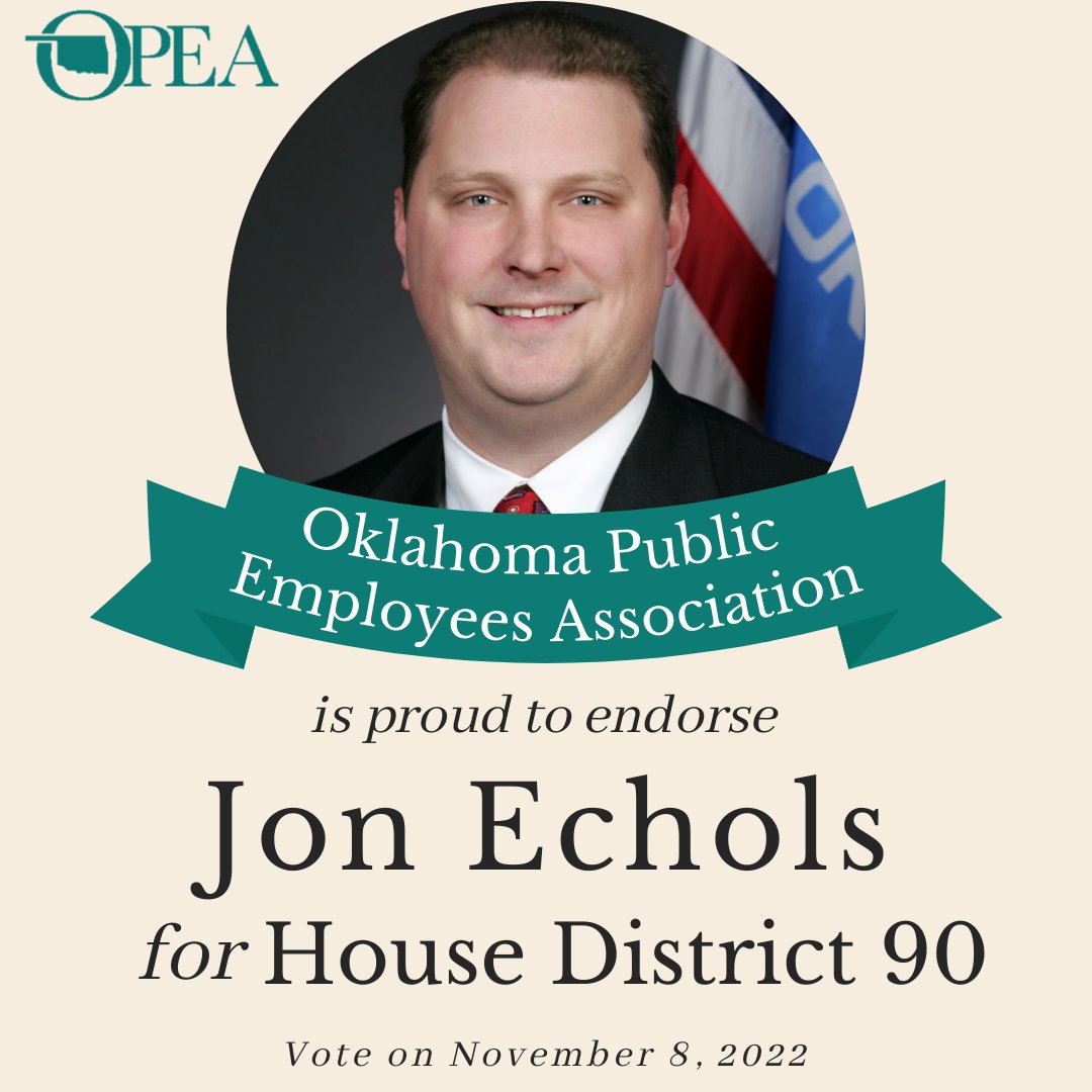 The Oklahoma Public Employees Associations Political Action Committee has endorsed @jonechols  &amp; Steve Bashore