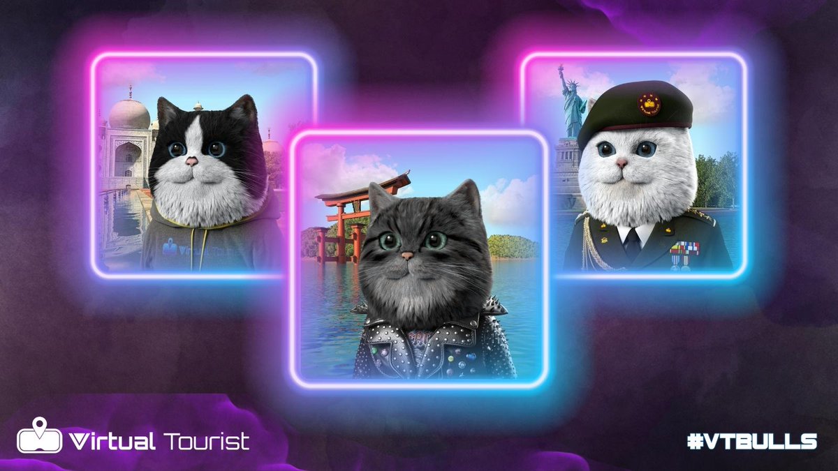 Hey VT Bulls👋which is your favorite Tourist Cats NFT?🐈🐱

💫Let's meet in the comments 👇👇👇

#WeAreVTBulls #VTBulls $Vt #VirtualTourist #VTBulls #Metaverse #Vttoken 🚀