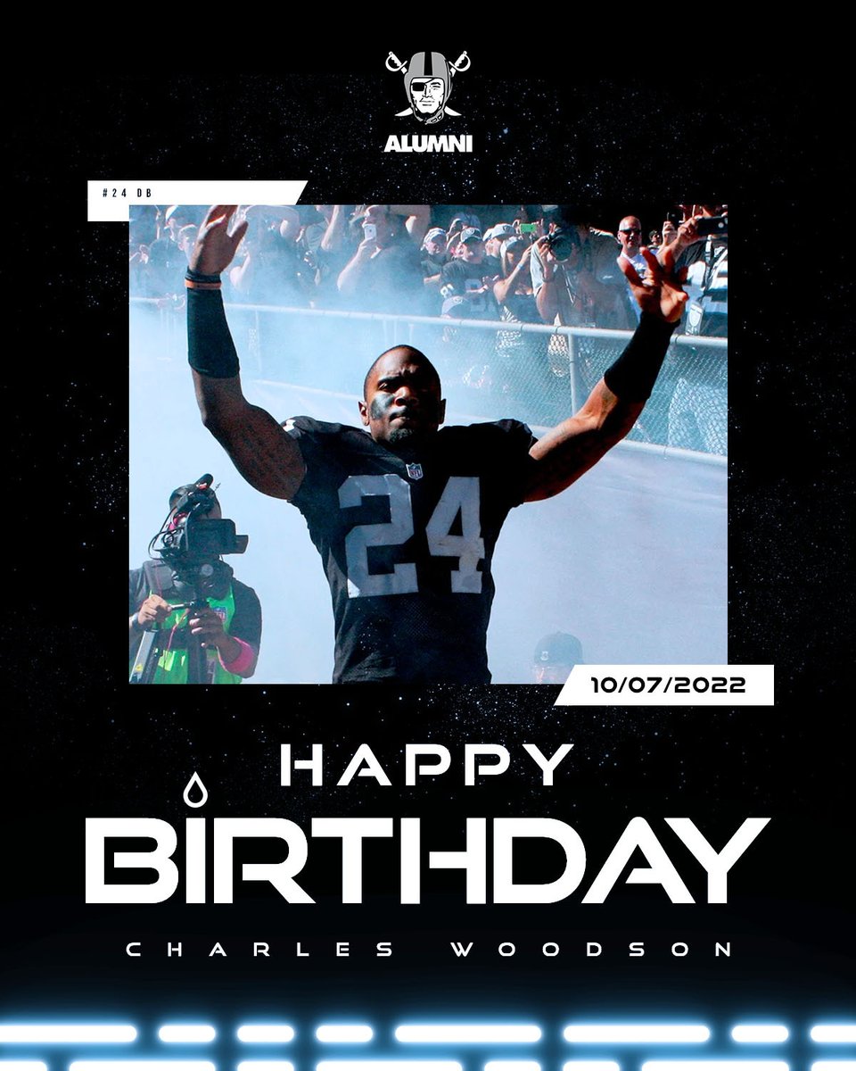 Raiders's tweet photo. Happy birthday, @CharlesWoodson! 🎊 https://t.co/FNVgSiG1uC