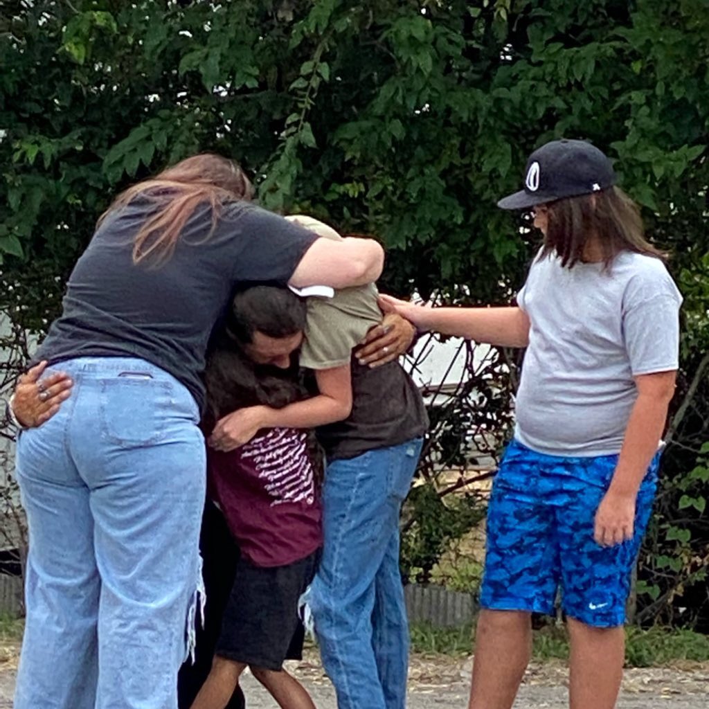 AmandaHTV's tweet photo. I think these photos say it all. @BCross052422 is going home after the UCISD police department has been suspended. He’s been camped outside the district’s administrative building and wasn’t planning to leave until the suspensions happened. @LivesRobbed
+
Photo credit: @berlie72 https://t.co/QB7Bx3Nq3h