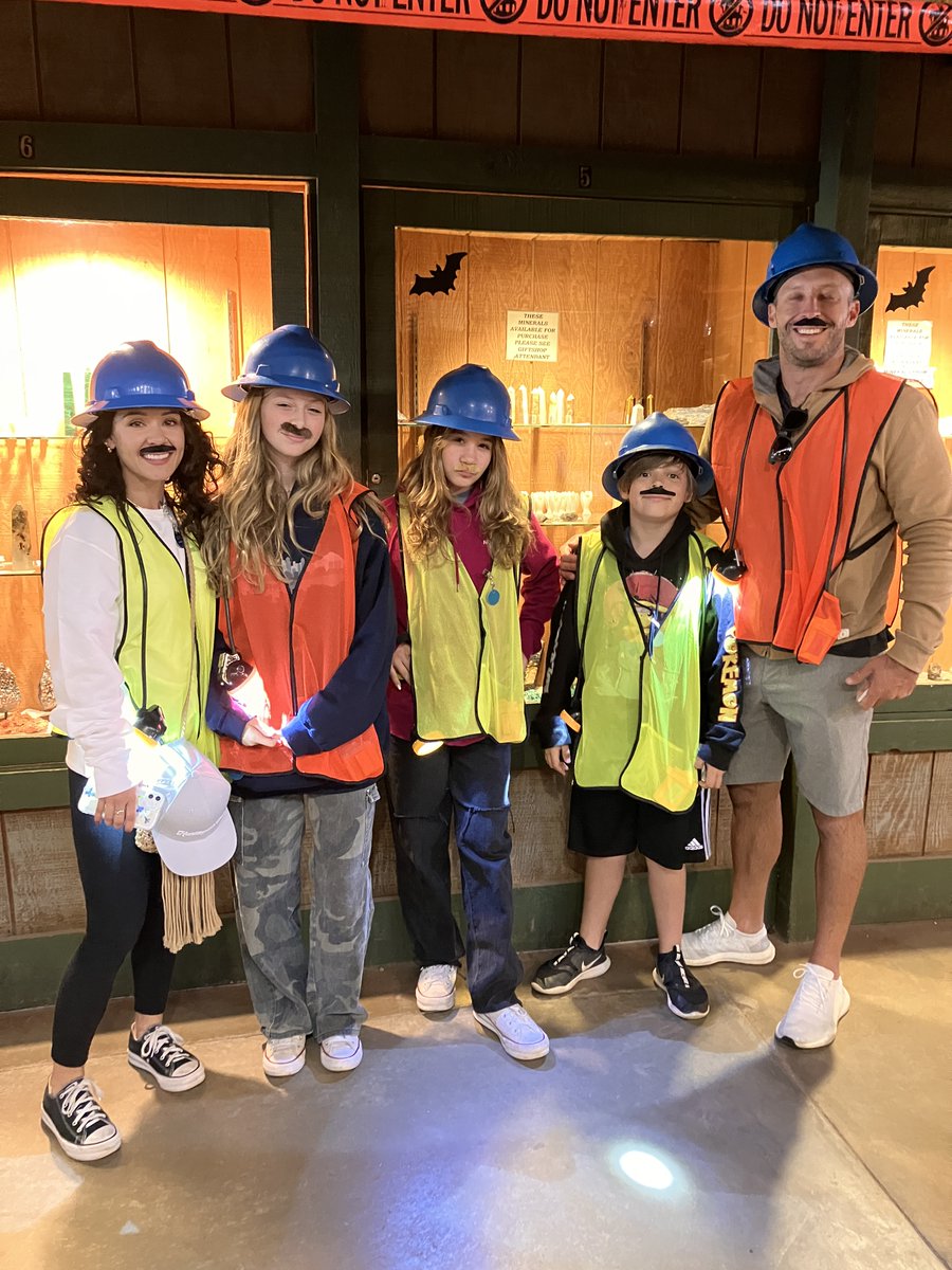 Check out this adorable family who had to put on their mustaches before going underground in the mine. #funinbisbee #bisbee #bisbeearizona #bisbeeaz #Arizona #bisbeemine