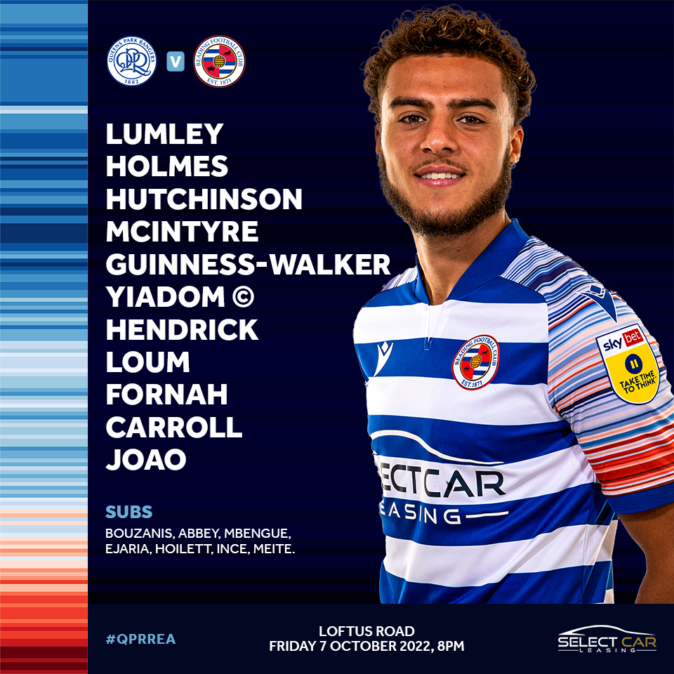 ReadingFC's tweet image. 🚨 𝐓𝐄𝐀𝐌 𝐍𝐄𝐖𝐒 🚨

Joao and Carroll start together up top tonight at Queens Park Rangers...

Our team in full 👇

#QPRREA