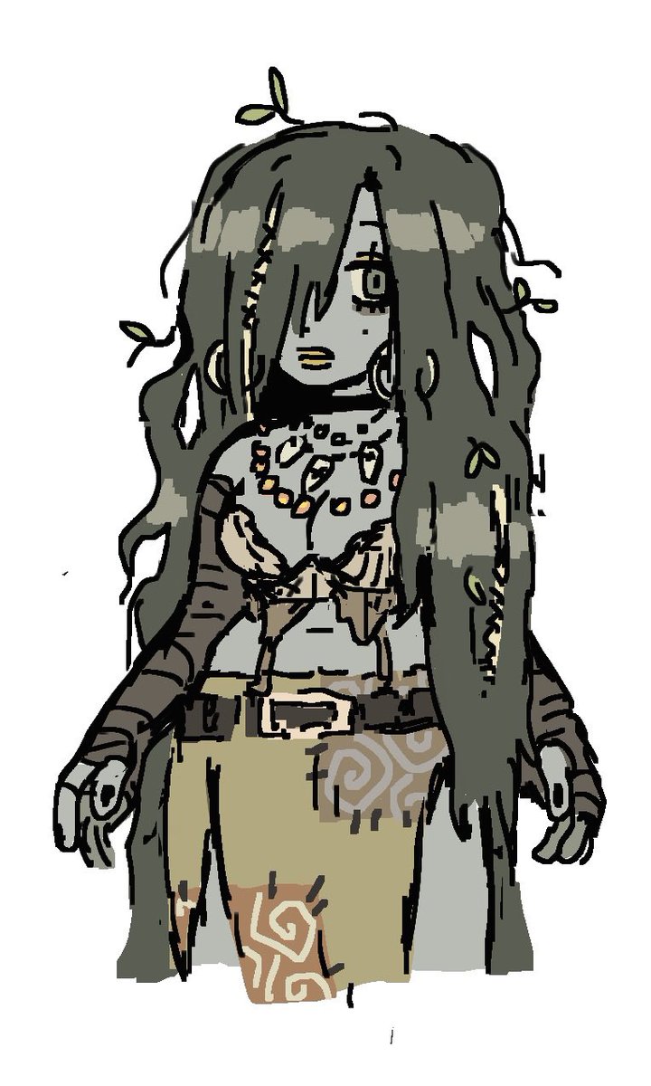 swamp druid, her name is fishbone… she'll be used in a later southern gothic dnd campaign. debating her birth name to be desdemona or lavina. 27~33, thinking Taurus 