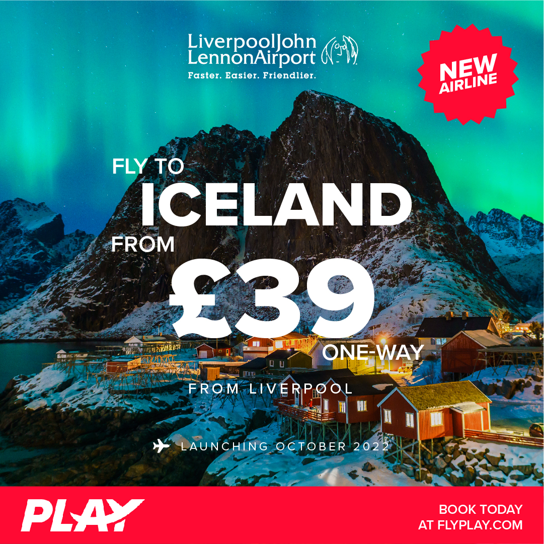 PLAY launch offer! Iceland from just £39 one-way when you book before 17 October. 🇮🇸 

Snap up your flights from Liverpool 👉 ljla.uk/3BEkR5b