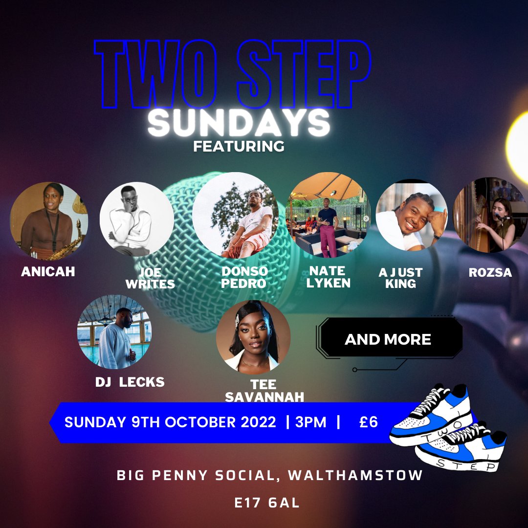 TwostepSunday Tickets are going very quickly soo make sure you get yours now.

We'll be at <a href="/bigpennysocial/">Big Penny Social</a>  in Walthamstow this Sunday for a show full of amazing creatives🎶🎶💃🏿