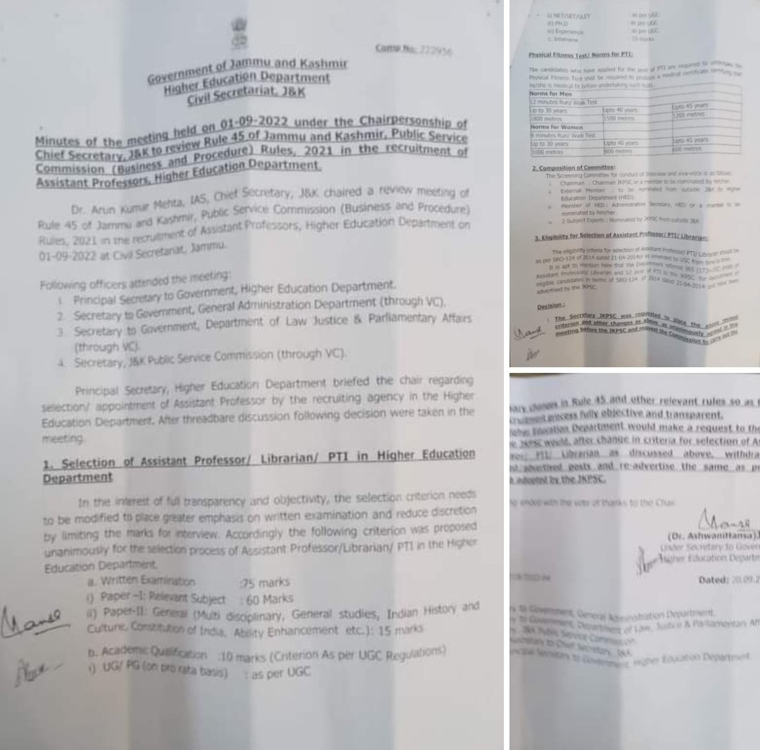 Imranfarhat955's tweet photo. The #oppression of Highly qualified youth of J&amp;K continues. First the draconian #SACOrder2018 and now this invidious criterion for Assistant Professors recruitment. It not only stands in gross violation of the #UGC norms but also devalues the #MPhil , #PhD degrees. https://t.co/jQ78O7RiDx