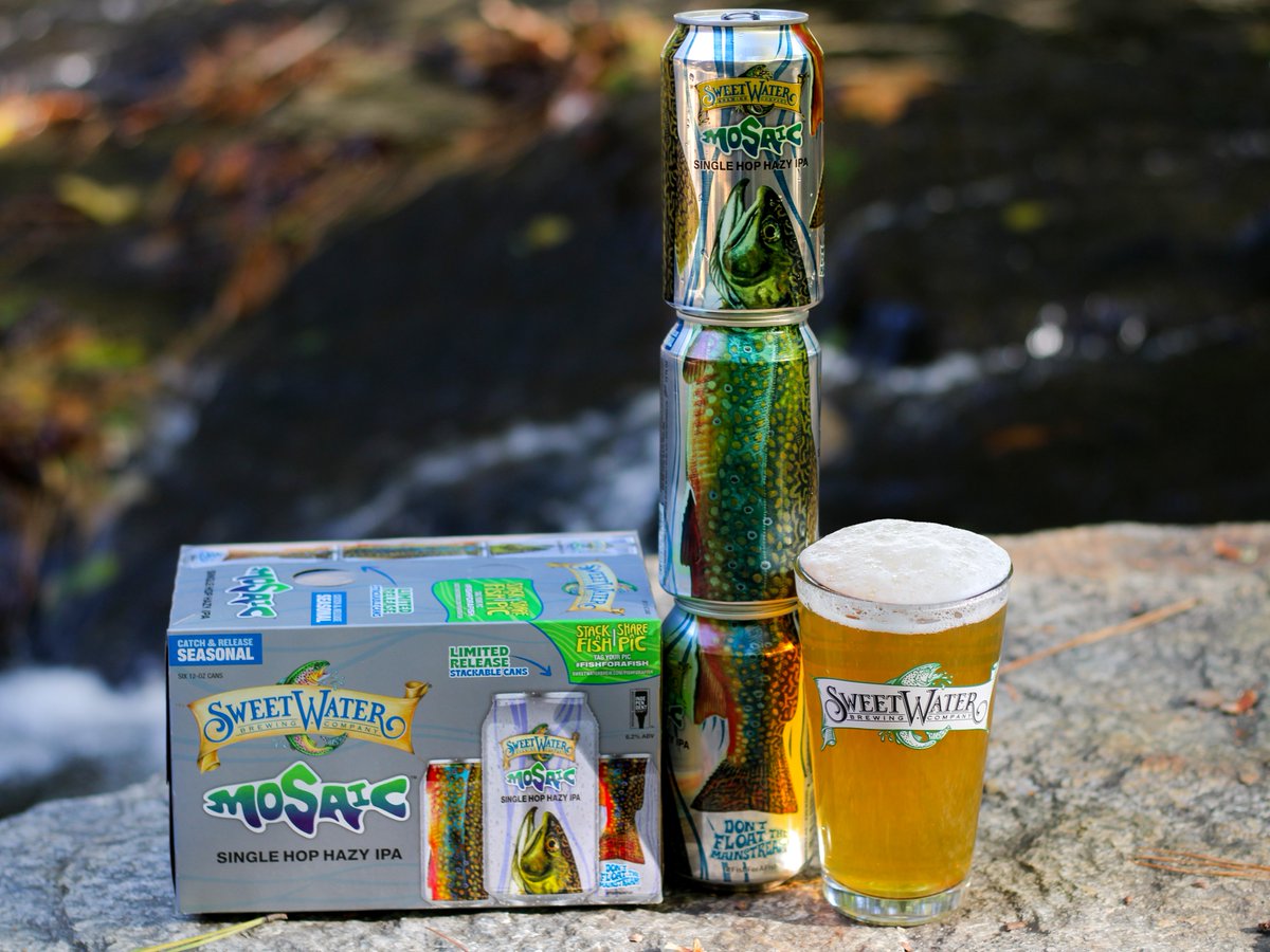 sweetwaterbrew's tweet photo. Our Mosaic Single Hop Hazy IPA is back! Snag this tasty seasonal brew and check out our limited release stackable trout cans.
Show us how you stack your fish, share a pic, and use the hashtag #fishforafish. For every pic you tag, we’ll stock a stream with a trout! https://t.co/PgyDFnkbbP
