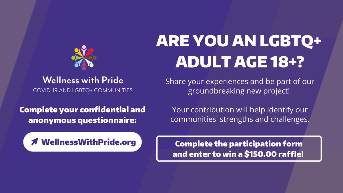 ldavie's tweet photo. Spreading the word about the Wellness with Pride Survey- It took me about 10-15 minutes to complete.
If you are LGBTQ+ Adult age 18+, share your experiences and be part of the groundbreaking new project- https://t.co/NTnySnBLOY