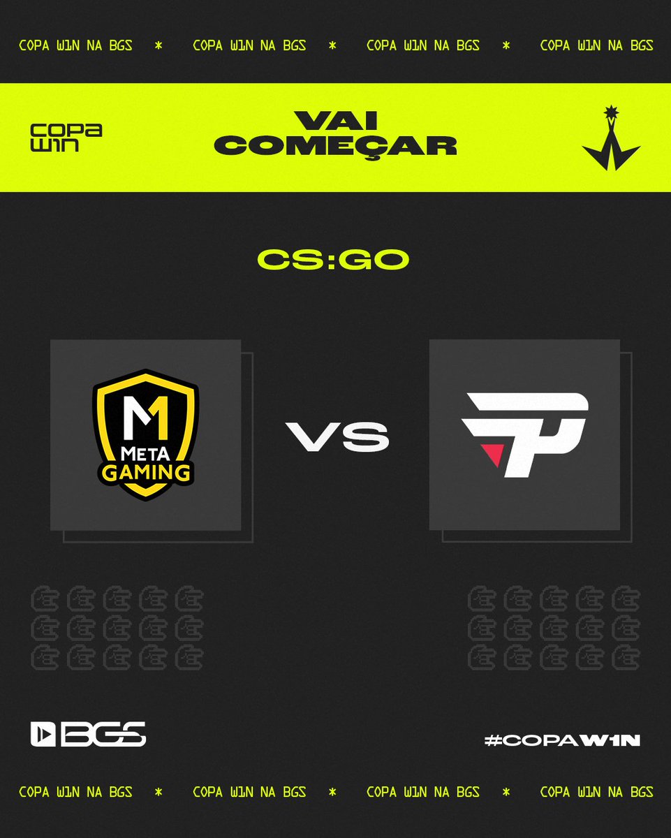 Vamos de primeiro jogo?

A Copa W1N CS:GO ta ao vivo com <a href="/MetaGamingpy/">Meta Gaming 〽️</a> vs <a href="/paiNGamingBR/">paiN Gaming</a> em uma MD1 

Na sequência teremos <a href="/losgrandesgg/">LØS</a> e <a href="/TropiCaosGG/">TropiCaos</a> 

VEEEEM!!!

twitch.tv/ligaw1n