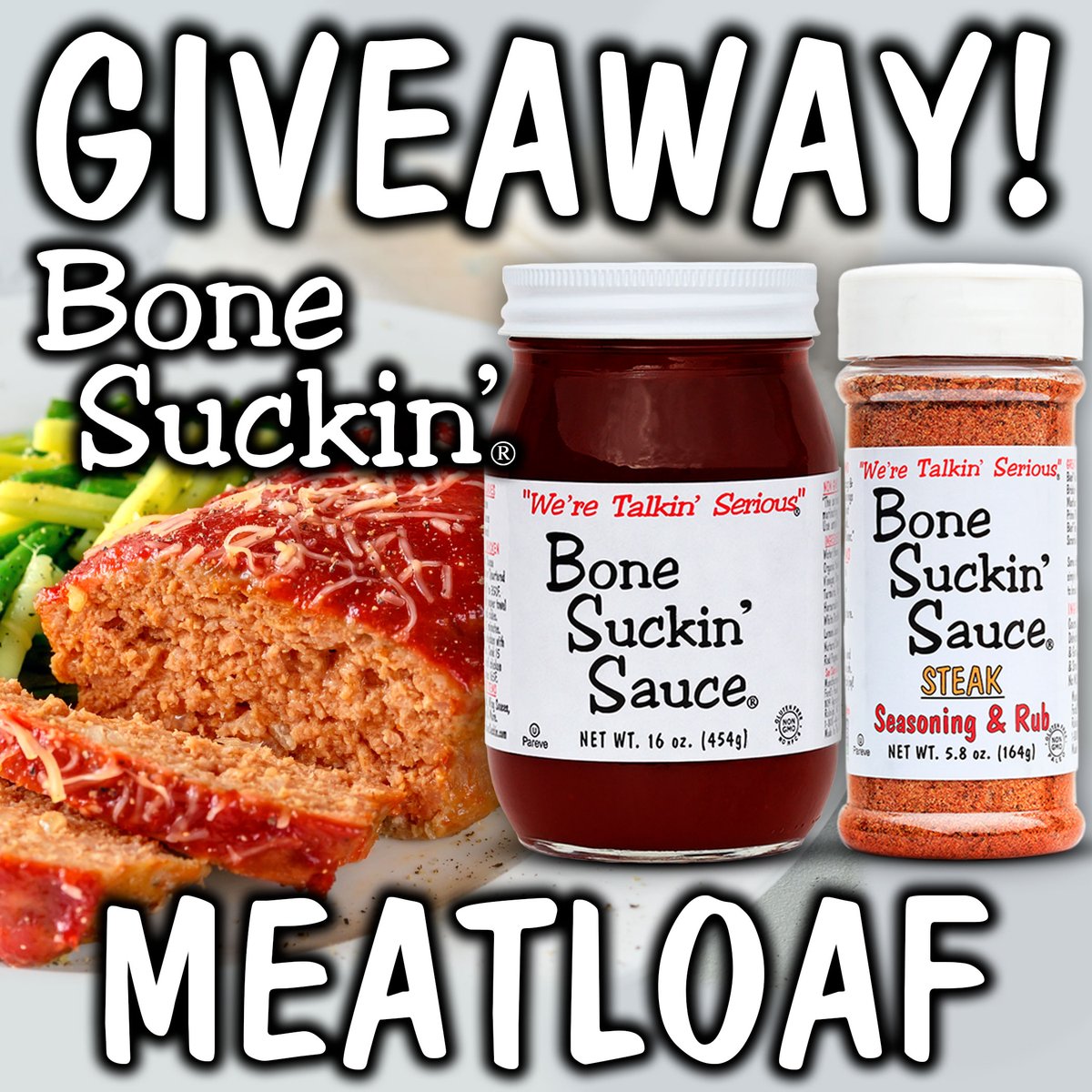 BoneSuckinSauce's tweet photo. We are giving away 1 Bone Suckin' Sauce, &amp; 1 Bone Suckin' Steak Seasoning to one winner! We suggest making Bone Suckin' Meatloaf! Recipe at link in bio. To Enter: Like and RT. Contest ends 10/14. Prize to be shipped to continental USA. #bonesuckinsauce #gamedayrecipes #giveaway https://t.co/zVsImPuIeh