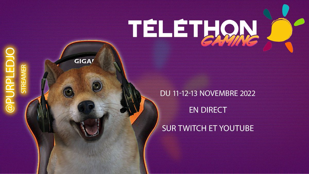 purpledjotwitch's tweet photo. Je peux enfin vous l'annoncer !! J'aurais cette année l'honneur et la chance de participer au  #TelethonGaming le 11 12 et 13 novembre.
Je compte sur votre présence et votre soutiens. 
#Telethon2022 #twitch https://t.co/WwM4yhlItp