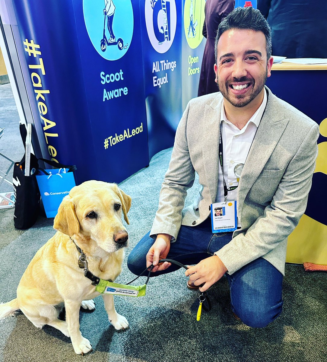 jed_dwight's tweet photo. So grateful to the brilliant @guidedogs #team for taking the time to chat to me at #CPC22 earlier this week about their #TakeALead campaign! 🦮 Particularly concerned about stats around scooters &amp; people being worried to leave their homes because of them. Vital we find solutions. https://t.co/8NiKWnuPqu