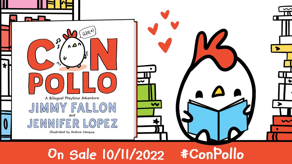 CON POLLO: A BILINGUAL PLAYTIME ADVENTURE is an engaging and hilarious picture book that serves young readers as an introduction to basic Spanish vocabulary, brought to life by superstar team-up @JimmyFallon and @JLo, with illustrations by @dreasdoodles: bit.ly/3CnX5dK