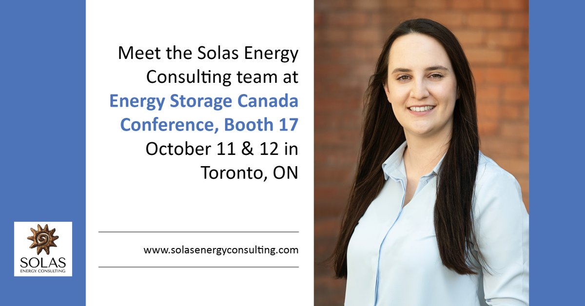 SolasEnergy's tweet photo. The Solas Energy Consulting team is at @EnrgyStorageCAN in #Toronto, ON, Oct. 11-12. Visit us at Booth 17! #ESCCon22 #netzero #gridmodernization #cleanenergyfuture #energytransition #energystorage #BESS https://t.co/Sy0DO8NYX5