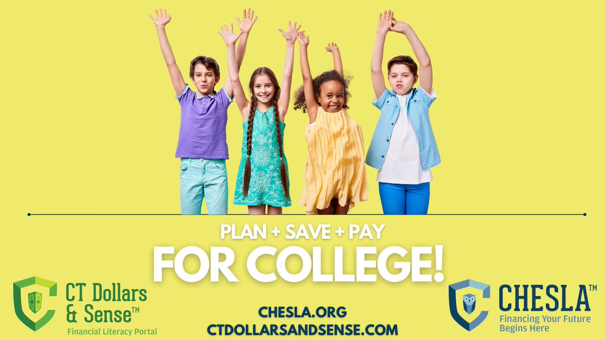 CHESLALoans's tweet photo. CHESLA provides resources that assist CT Students, Alumni & Professionals. Plan, Save and Pay for College!
#college #studentdebt #education #highered #money #students #collegecash #finlit #financialeducation #refiCT #scholarships #CountOnCHESLA #studentloans https://t.co/yjH7GvZyOB