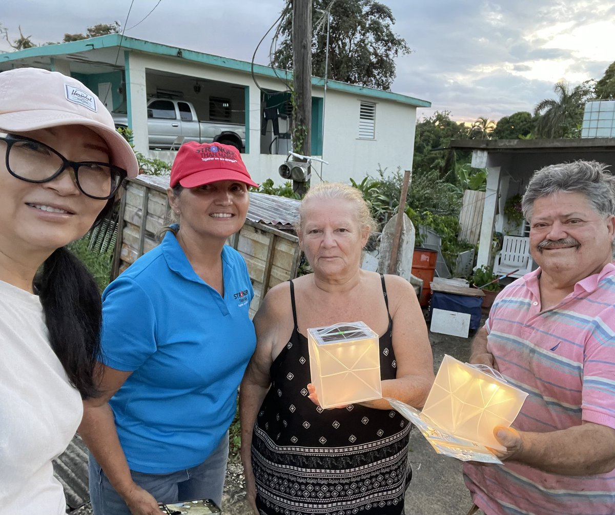 aliceminsoochun's tweet photo. Just returned from Puerto Rico and delivered lights to Fiona victims in Aguadilia and Ponce regions! Thanks @ChelseaClinton @HillaryClinton and @AppleTVPlus for sharing our story in Gutsy docuseries! Love you both! #gutsy #HillaryClinton #chelseaclinton #solarpuff https://t.co/cTftbMHjGr
